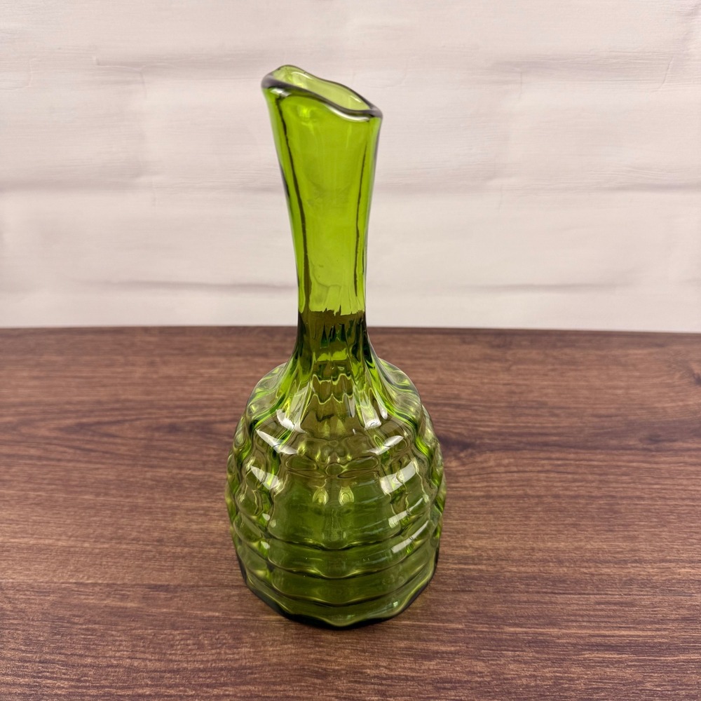 Blenko 64E Honeycomb Vase Olive Green Glass Mid Century Modern - Picture 4 of 8